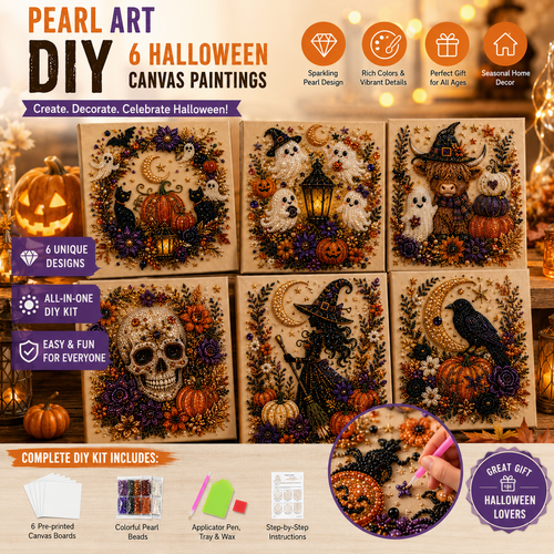 💥 Last Day 49% OFF – 👻✨ Halloween Pearl Art DIY Kit – Turn Tiny Pearls into Spooky-Cute Magic